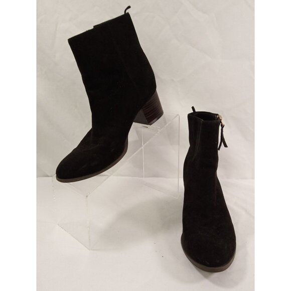 Old Navy Women's Black Leather Suede Ankle Boots Size 6 - Picture 1 of 9